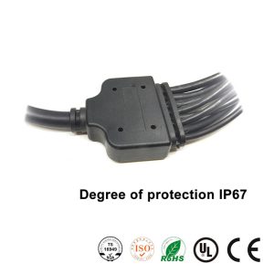 custom waterproof IP67 1 to 5 over-molded Y connector wire cable splitter