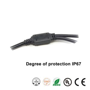 custom waterproof IP67 1 to 2 over-molded Y connector wire cable splitter